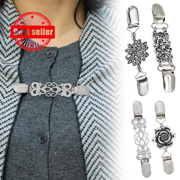 Perfekt Retro Kofta Clip Tröja Clip Kvinnor Filigran Rygg Clip Sjal Cinch Klänningar Y9j7 style2 One size