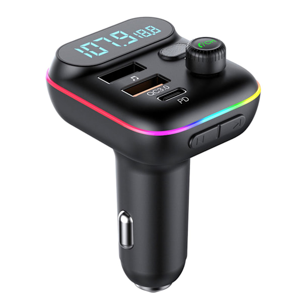 QC 3.0 Dubbel USB Billaddare Bluetooth 5.0 FM-sändare T9J1 S2V J3U3 MP3 L0K6
