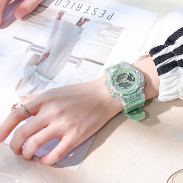 Elektronisk watch som visar vit smog Blå watch hane och f Green One size
