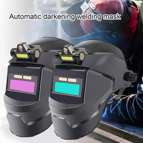 Automatiskt nedbländande svetshjälm med uppfällbart ljus Professionell svetsmask Real color one