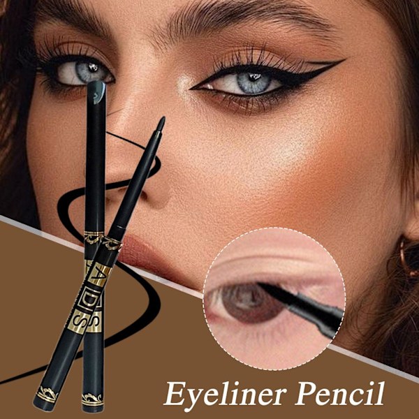 Automatisk infällbar roterande eyelinerpenna vattentät svett svart kosmetisk icke färgfast B5G4 black color 1pc