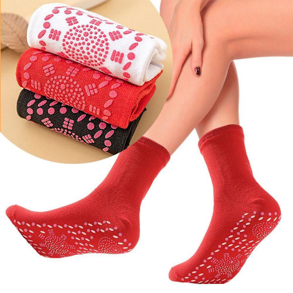 Vinter Köttålig Varma Strumpor Absorberar Svett Fotmassage Akupunkturpunktsstrumpor P3E5 Black One size