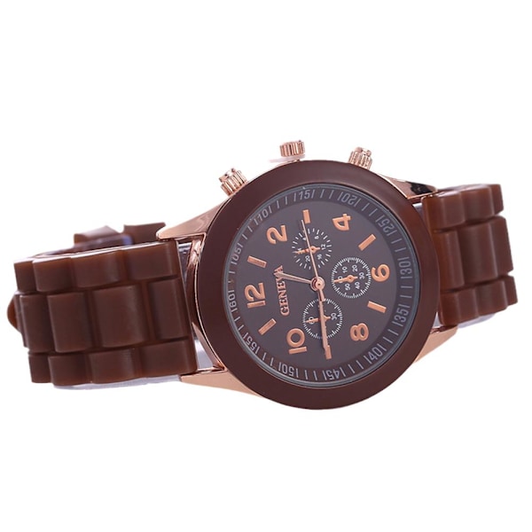 Färgad Jelly Quartz Silikonklocka Damklocka Present Jelly Armbandsur Student Dam F1W9 Brown One size