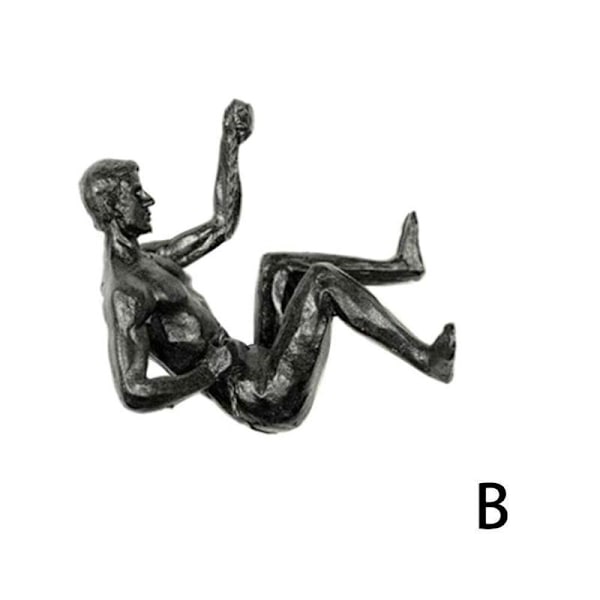 Kreativ Klättrande Man Resin Järntråd Vägg Hängande Figurer Scul Ny Y9 blackB 12*9cm