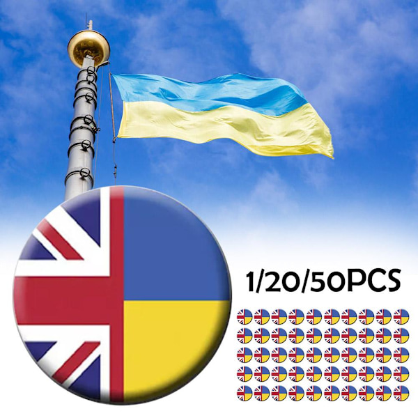 Ukraina Flagga Slag Pins Bulk UK Ukrainsk flagga Emalj Pin Britai 1pc One size