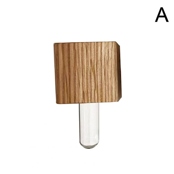Kylskåpsmagneter Vas, Mini Glasvas, Magnetisk Väggplanta i Trä beech S 1pcs