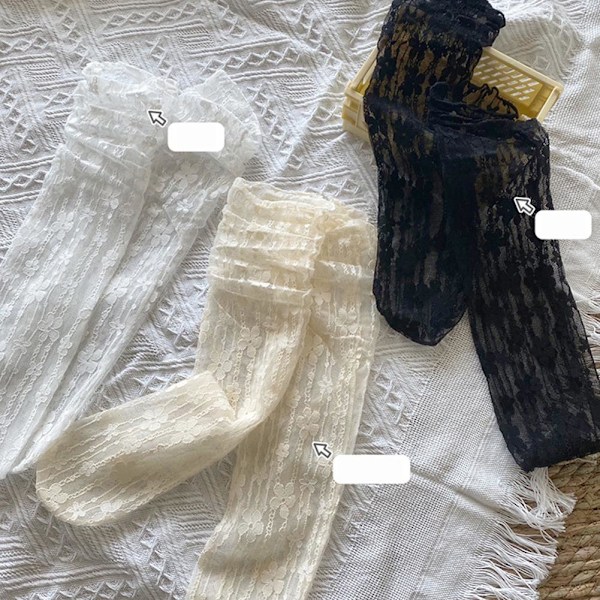 Vita Mesh Spetssockor Mary Jane Svart & Vit Ihålig Mesh Ankel Japansk Spets Pile Sommar S0u1 white onesize