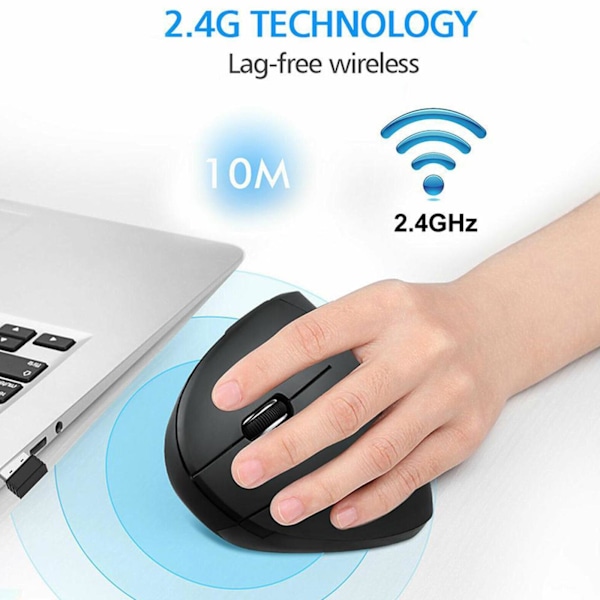 1x trådlös spelmus vertikal ergonomisk optisk möss för PC white without battery