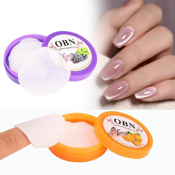 Nagellacksremover med fruktsmak, handduksremover, handduksförpackning, rengöringsbox O6G1