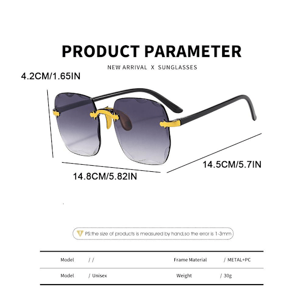 Nya Ramlösa Solglasögon med Skurna Kanter, Dam Solglasögon, Hög Definition, Lätta, UV-säkra N1u9 grey 1PC