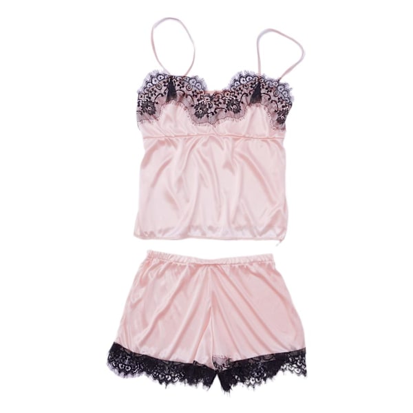S-xxl Spets Pyjamasset Dam V-ringad Casual Pyjamas Linne Sommar Shorts Set P3f9 Apricot XXL