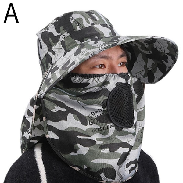 Anti-UV Arbetshatt Värme Frontskydd Ansikte Arméhatt Hel Hatt Utomhus Vandringshatt B4I6 C 1size