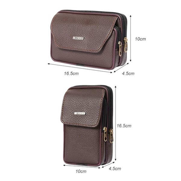 Herr Bältesögla Dragkedja Multi-Fickor Midjeväska Liten Midjeväska Pouch Vertical brown One-size