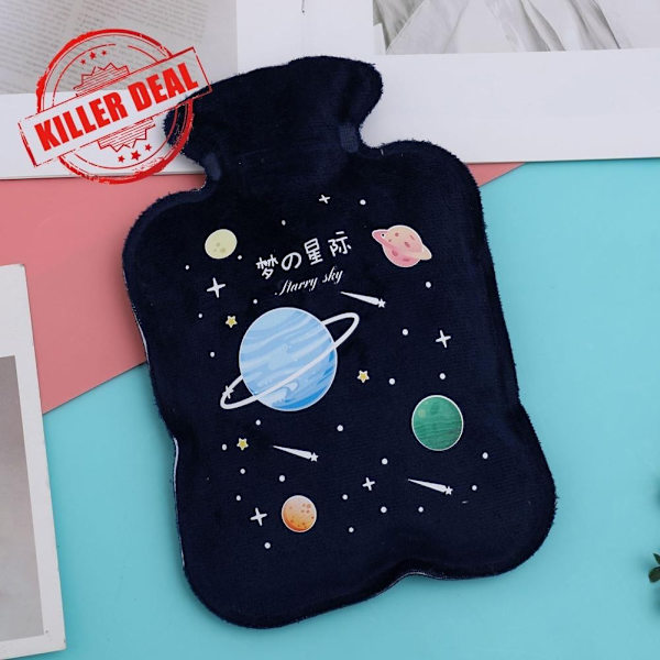 Mini Söt Vattenflaska i Gummi med Tecknat Motiv, Portabel Iskompress, Isvarm Påse och Varmkompress W5m5 planets 1PC