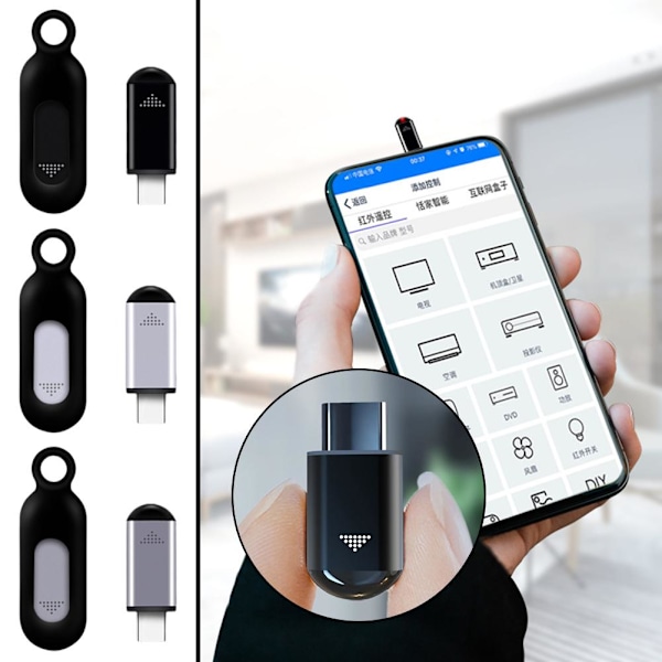 Smarttelefon IR Infraröd Fjärrkontroll Adapter Typ C För Androi black 1pcs