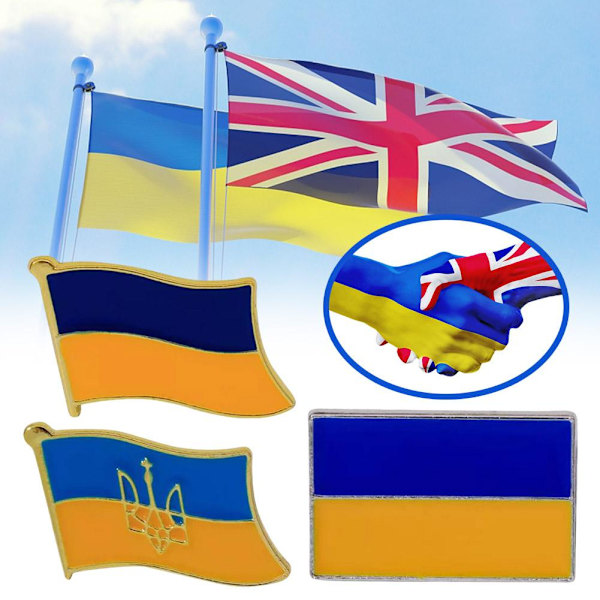 Ukraina Flagga Slagstift, Ukrainsk & Engelsk Vänskap NÅL NY style1 One size
