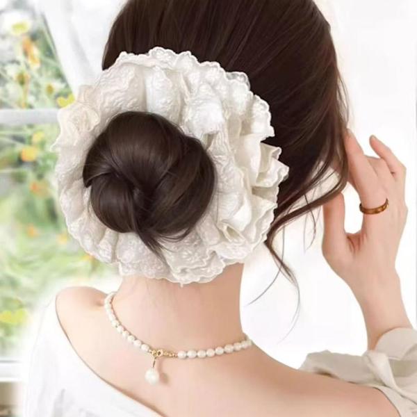 Spets Blomma Knopp Boll Huvud Peruk Vår Söt Och Mild Stil Stor Koreansk Huvud Hår Trendig N9u8 Brown and black One size