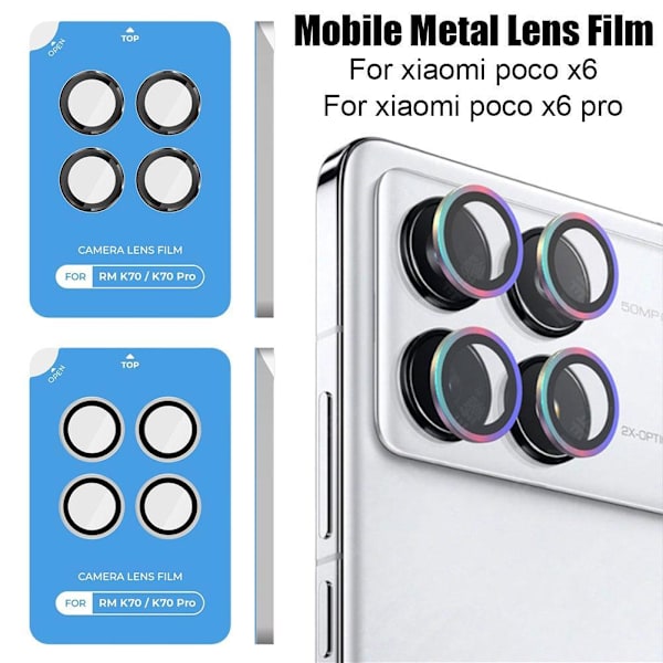 1x Metall Linsskydd för Mobiltelefon för Poco X5 / För Poco X5 Pro Access 2024 silver For xiaomi poco x6 pro