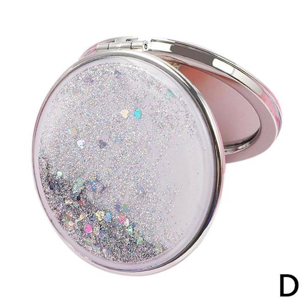 Förstorande Compact Travel Handheld Makeup Mirror Folding Cosmeti pink  round 