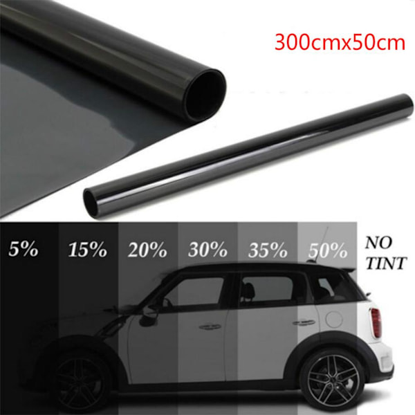 LIUZHIPENG Bilfönstertoning, VLT-tonad fönsterfilm, solskyddsglasdekal för bilvindruta, värme- och UV-skydd och reptålighet 15% 50cmx300cm