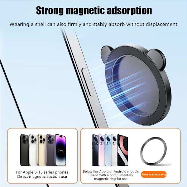Magnetisk Selfie-spegel för bakkamera, Smal Mobiltelefon Selfie-spegel Hot M3 black one size