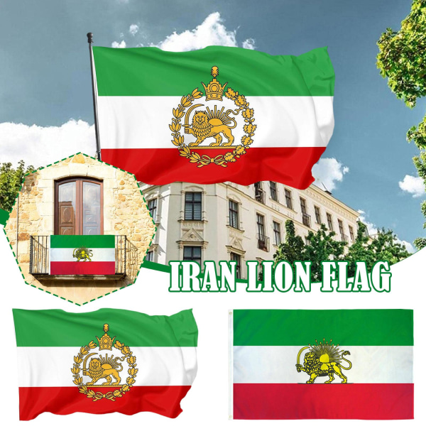 Persien Iran Lejon 90*150cm ärmflagga Persiska Iranska Flaggor Sha A One-size