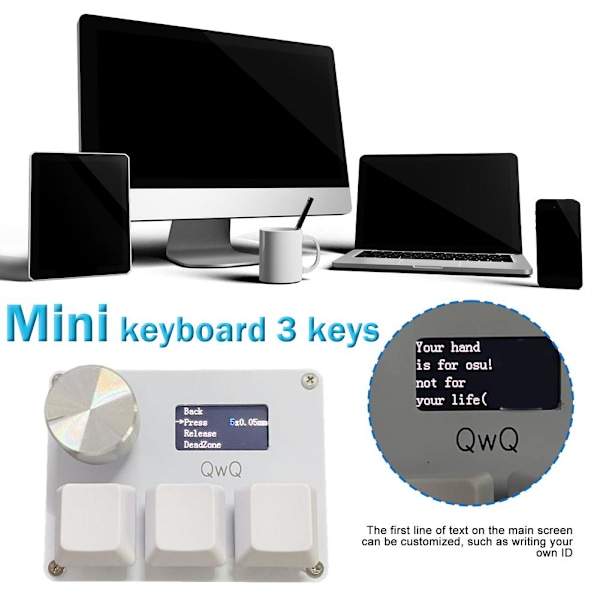 AYFFDIYI OSU O3C Snabbutlösande Hall-brytare Magnetiska Linjära Brytare Tangentbord med Vred och Skärm, Kopiera Klistra In, Genväg, Makro Hotswap Mini Ke whiteA one-size