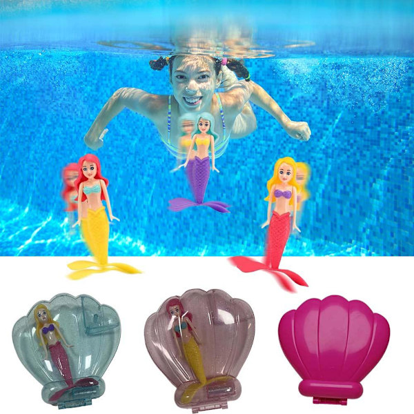 Dykning Roterande Stigande Sjöjungfru Set Barn Pool Lek Skatt H Transparent glitter 1pcs
