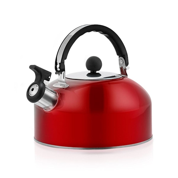 Visslande vattenkokare i rostfritt stål, campingvattenkokare för gasspis och induktionshäll UKS Red 1PCS