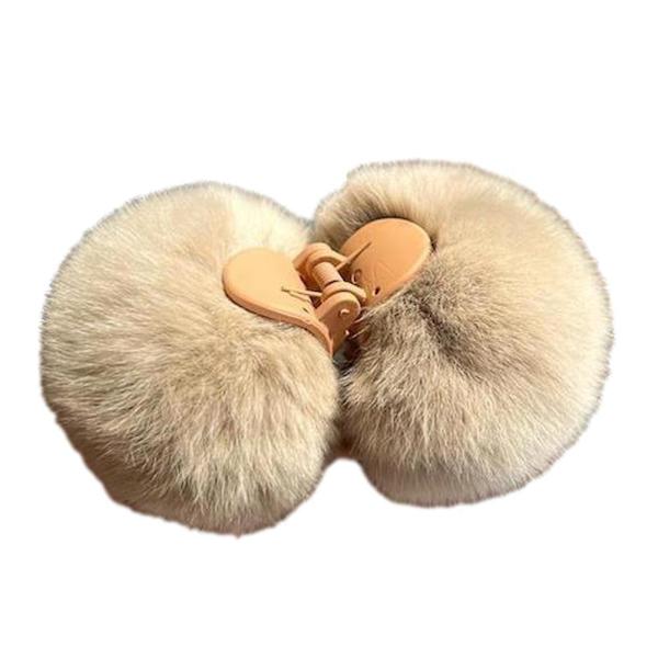 Plyschboll Hårklämma Höst Vinter Plysch Liten Klämma Kant Håraccessoar αψ beige one-size