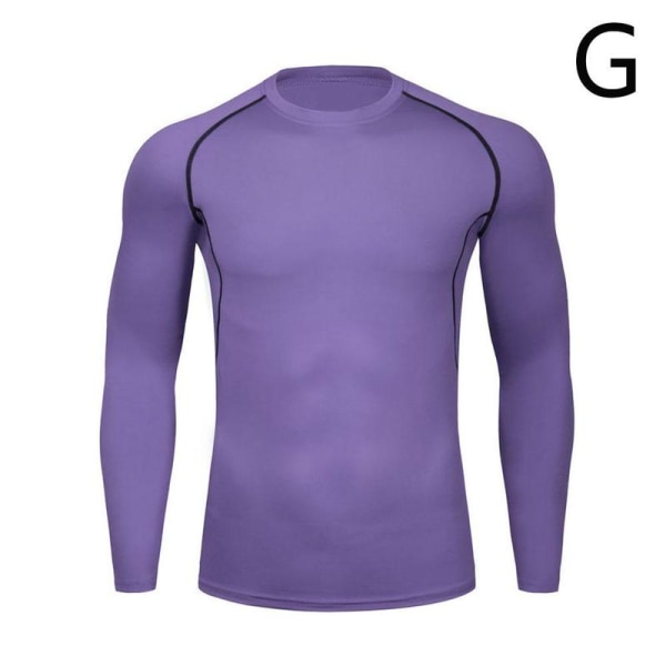 Compression Running T-shirt Fitness Tight Långärmad Sport Tshi purple S