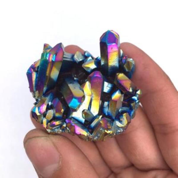 Regnbåge Aura Titanium Kvarts Kristallkluster Exemplar Healing Stone Gifts.UK