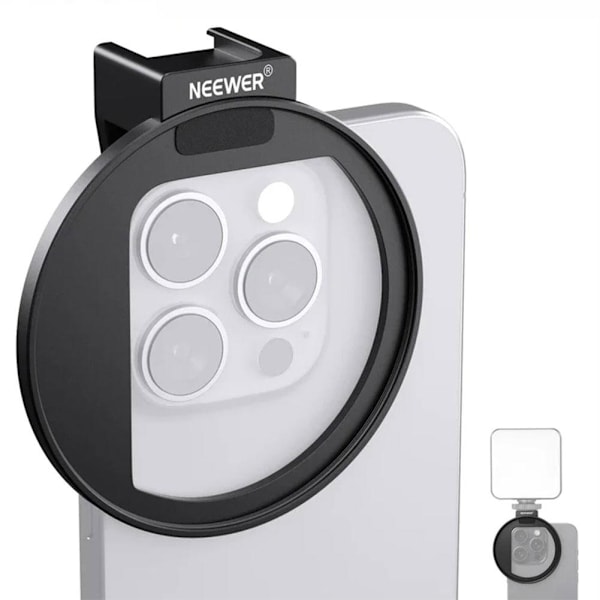 Uppgraderat 67 mm telefonfilterfäste med gängad linsfilterklämma med Cold Shoe-fäste±