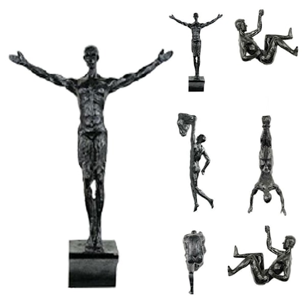 Kreativ Klättrande Man Resin Järntråd Vägg Hängande Figurer Scul Ny Y9 blackE 7*18cm