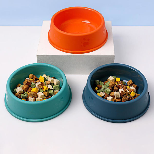 Hundmatskål med tassavtryck, halkfri, universell för husdjur. blue 1pcs