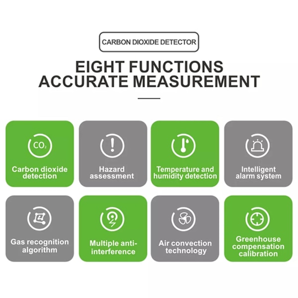 3-i-1 LCD-luftkvalitetsmonitor koldioxidmätare CO2-temp-hum white One-size