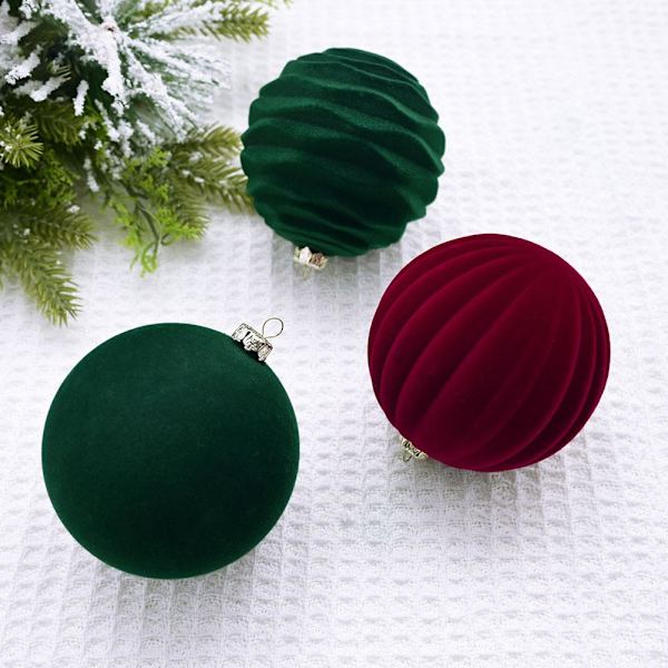 1 set Julgranskulor Hängande Sammetshängen Kulor Flockningskulor Dekor Ny Green 1pcs