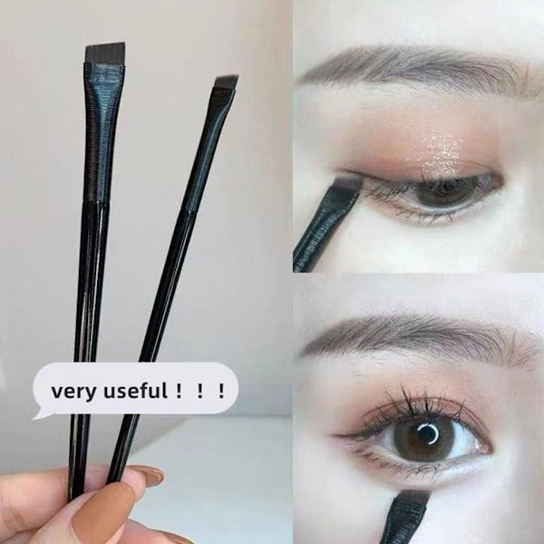 Ultratunn Professionell Sminkverktyg Portabel Liten Vinklad Ögonbrynsborste Eyelinerborste Ögonbryns Eyelinerborste blackB A102