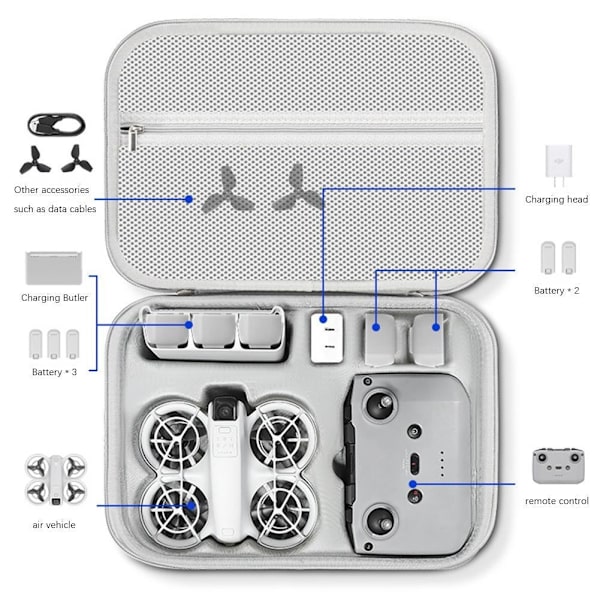 För Dji Neo Drönare Förvaringsväska Handhållen Flygkamera Tillbehör Pu Portabel Set Väska Låda N9 Grey PU material For DJI Neo