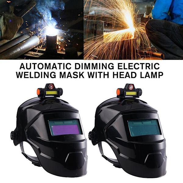 Automatiskt nedbländande svetshjälm med uppfällbart ljus Professionell svetsmask Real color one