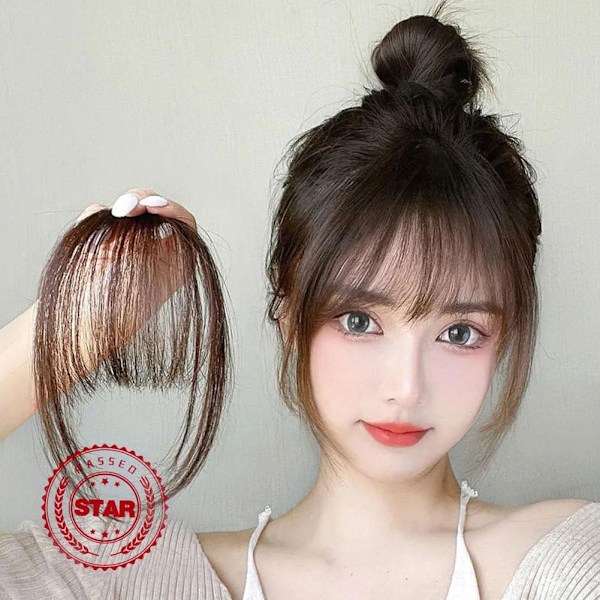 Koreansk 3D Air Bangs Clip Peruk Falska Bangs Osynlig Spårlös Peruk Bit Panna Förlängningsverktyg O3X6 light brown With sideburns