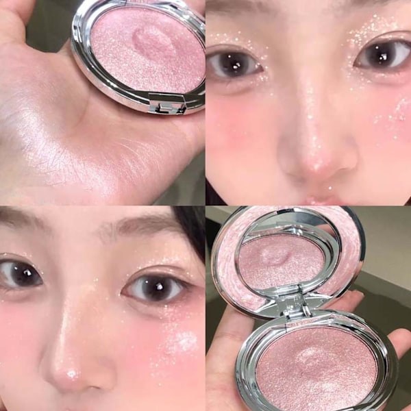 Ansiktskontur Puder Palett Shimmer Highlighter Skimmer Puder Smink Ny E7 03 # Pink Sparkle 10g