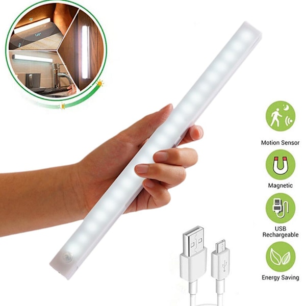 LED USB-undermonterad lampa med rörelsesensor Batterilampa Kökslampa 30cm white light One-size