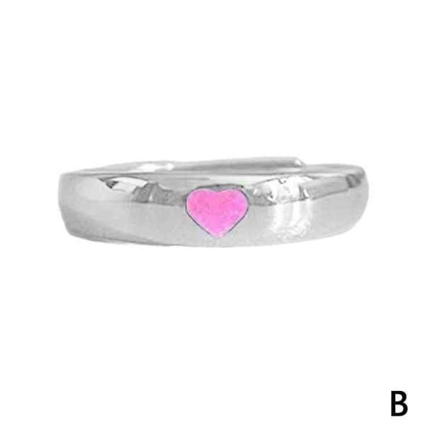 Mode Hjärtformad lysande ring justerbar Pink One size