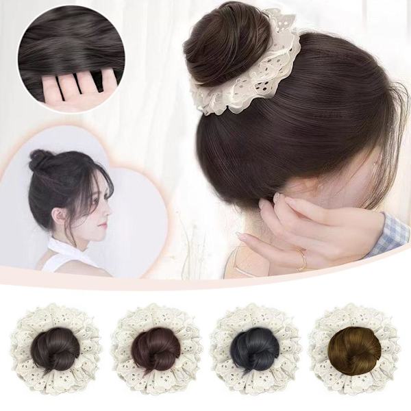 Spets Blomma Knopp Boll Huvud Peruk Vår Söt Och Mild Stil Stor Koreansk Huvud Hår Trendig N9u8 Brown and black One size
