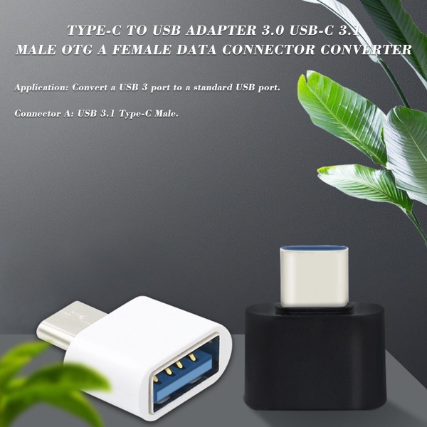 Typ C till USB adapter 3.0 USB-C 3.1 hane OTG A honkontakt white One-size