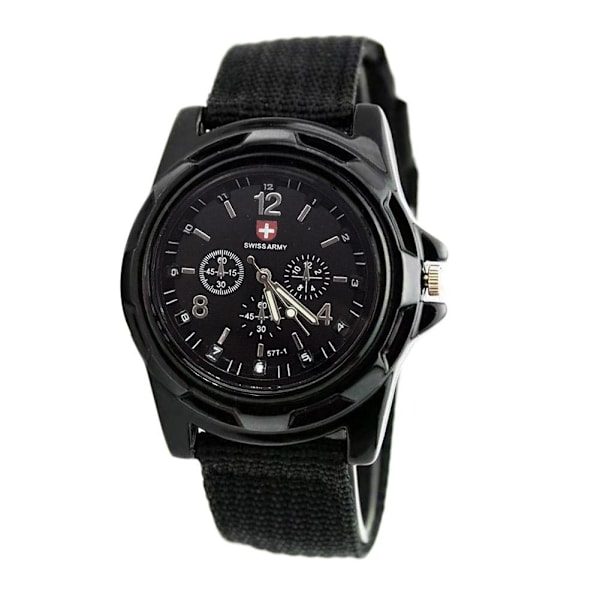 Casual Sport Quartz Klockor För Män Nylonband Hållbara Högvärdiga Klockor D0a6 Black One size