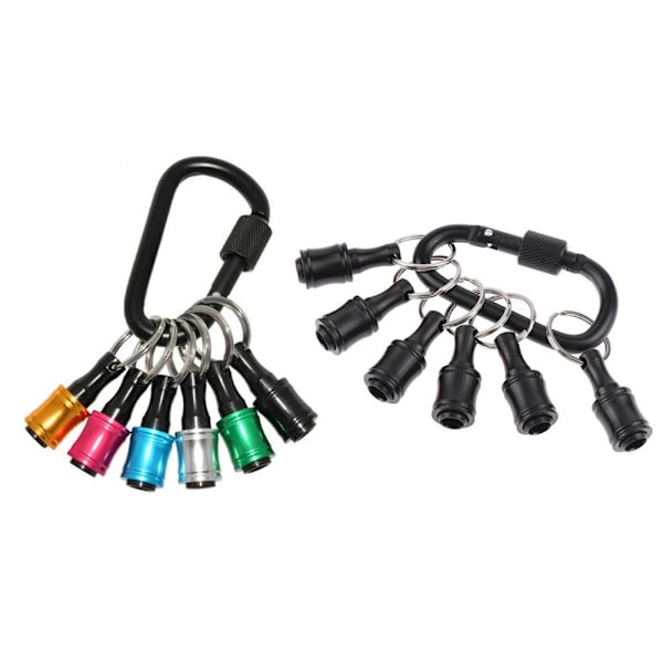 6 st 1/4\" Hex Shank Snabbkoppling Nyckelring Skruvmejsel Bits Verktyg. G4I9 Color+Black one