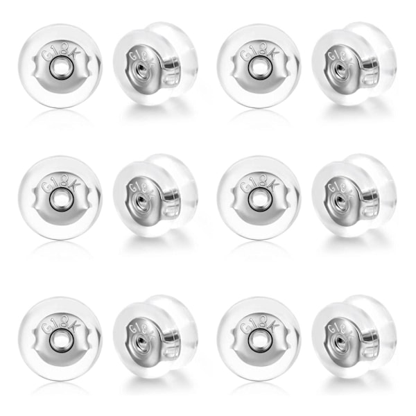 12 st låsbara örhängen baksida för studs, silikon guld silv silver 1pcs
