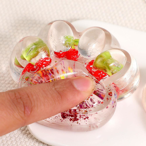 Kattfot Klämleksaker, Kattfot Kläm Silikonleksak, Taba Squish strawberry 1pcs